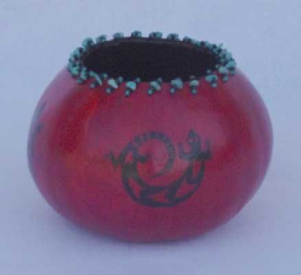 Turquoise Bead on Gourd Pot